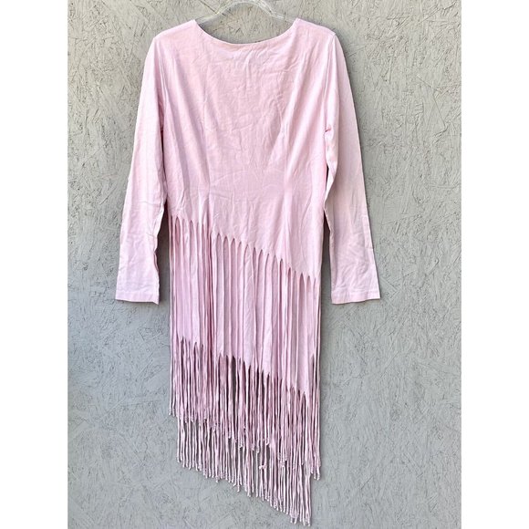 NWT $344 No Pise La Grama Veta Asymmetrical Beaded Fringe Tee Dress Sz 12 - Picture 6 of 9